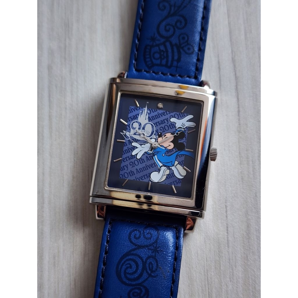 Tokyo Disneyland 20th Anniversary Good Time Passport Watch Mickey Mouse Reverso RARE