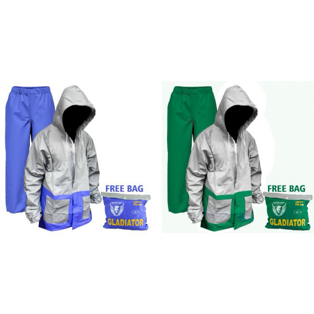 jas hujan gladiator pria setelan jaket baju celana dewasa mantel ujan tebal elmondo 905. new kombina