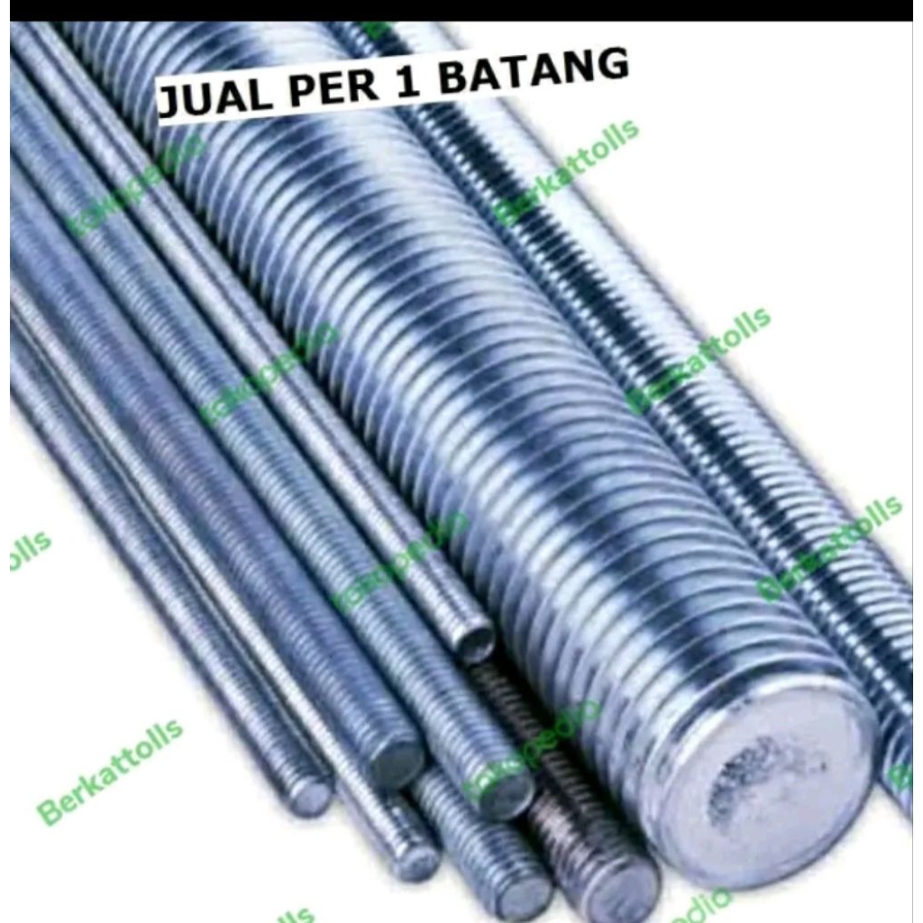 Asdrat Galvanise Putih M20 Baut Stud Bolt Full As Drat