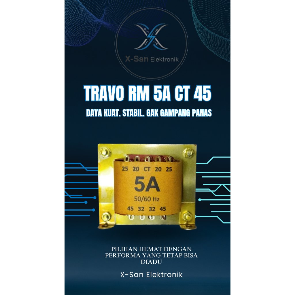 Travo RM 5A CT 45 Kecil – Trafo 5A Cu Al, Power Supply Audio, Trafo CT45 Murah Berkualitas
