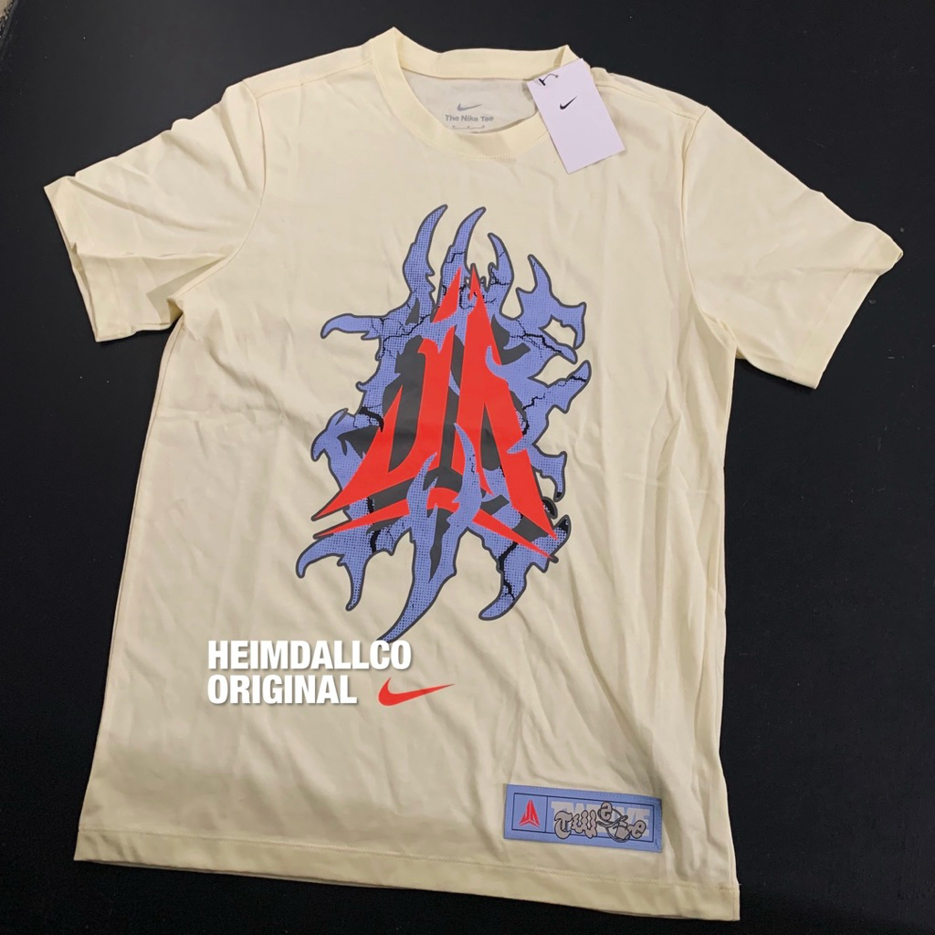 Nike x Ja Morant Signature Logo Basketball T-Shirt Cream HJ3323-113 Original Resmi