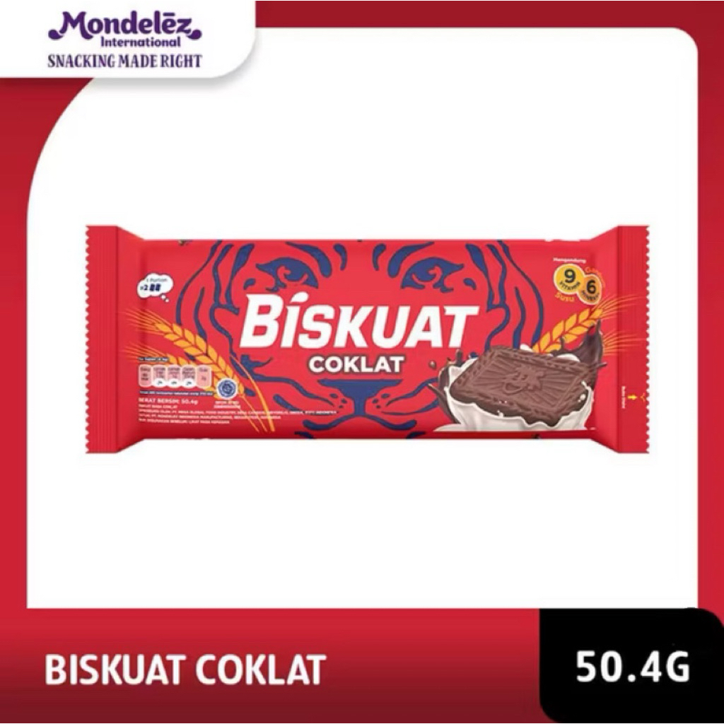 Biskuat Coklat 50.4g – Biskuit Energi Rasa Coklat Premium