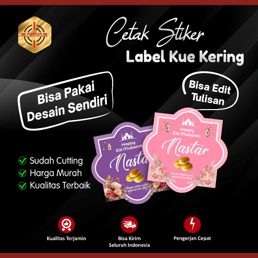 Stiker Kue Kering Custom Edisi Lebarang | Stiker Label Kue Kering