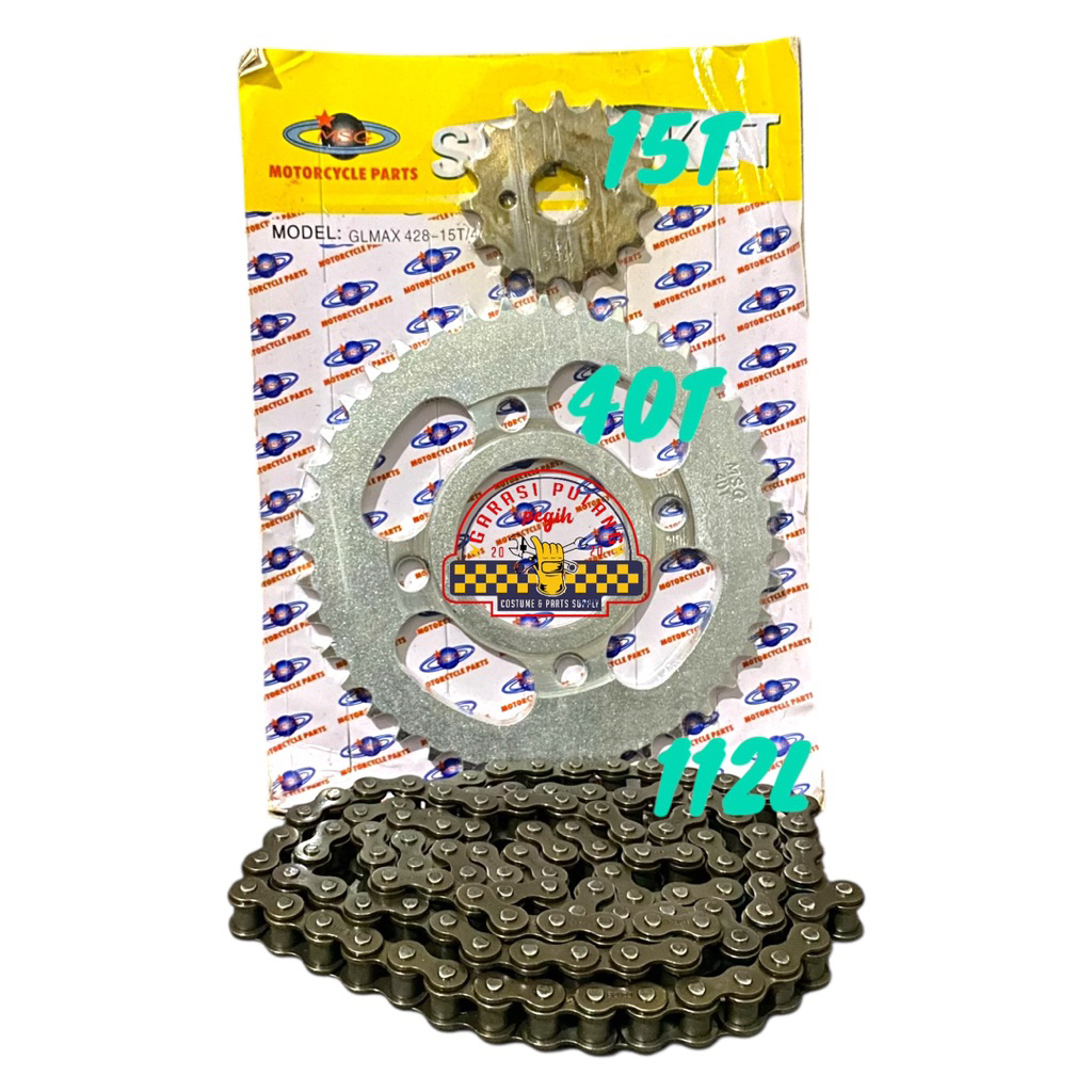 Gear Gir set rantai motor honda GL 125 GL max ukuran 15/40T 112L 428