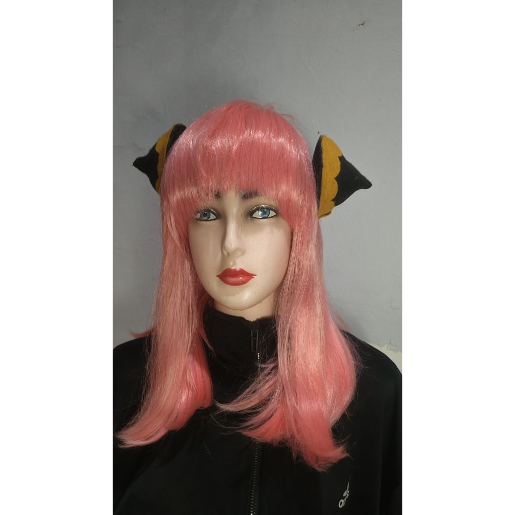 Wig Anya Forger, pink daily, cap sisir