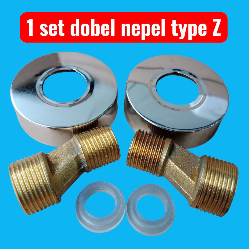 Dobel nepel 1 set drat luar 1/2x3/4 Nepel kran BATHTUB untuk air panas dan dingin