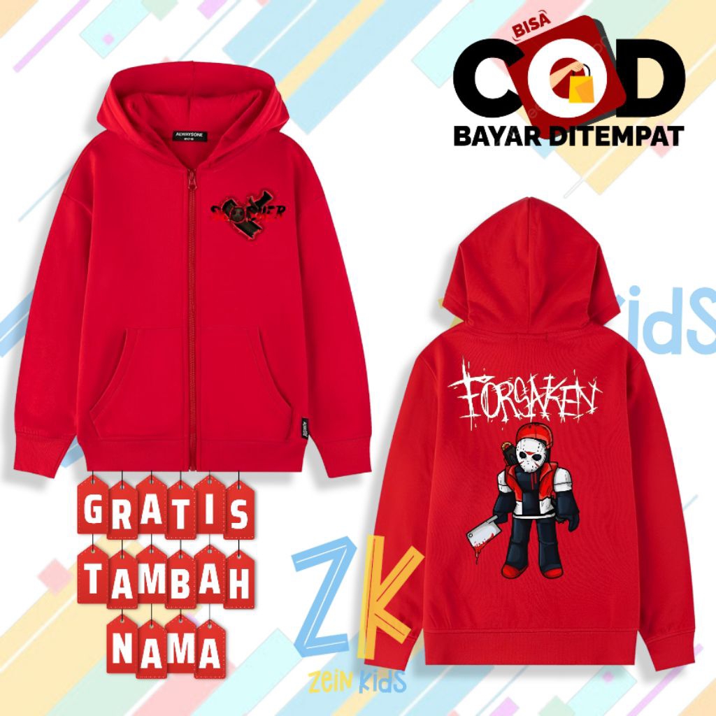 Jaket Zipper Anak Forsaken Slasher - Jaket Resleting Anak Forsaken Slasher