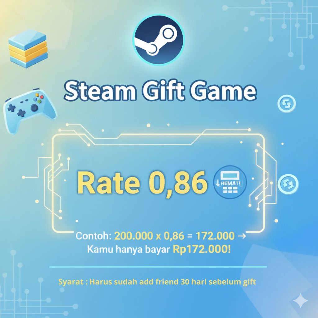 TERMURAH Steam Gift Rate 0.86 Semua Game