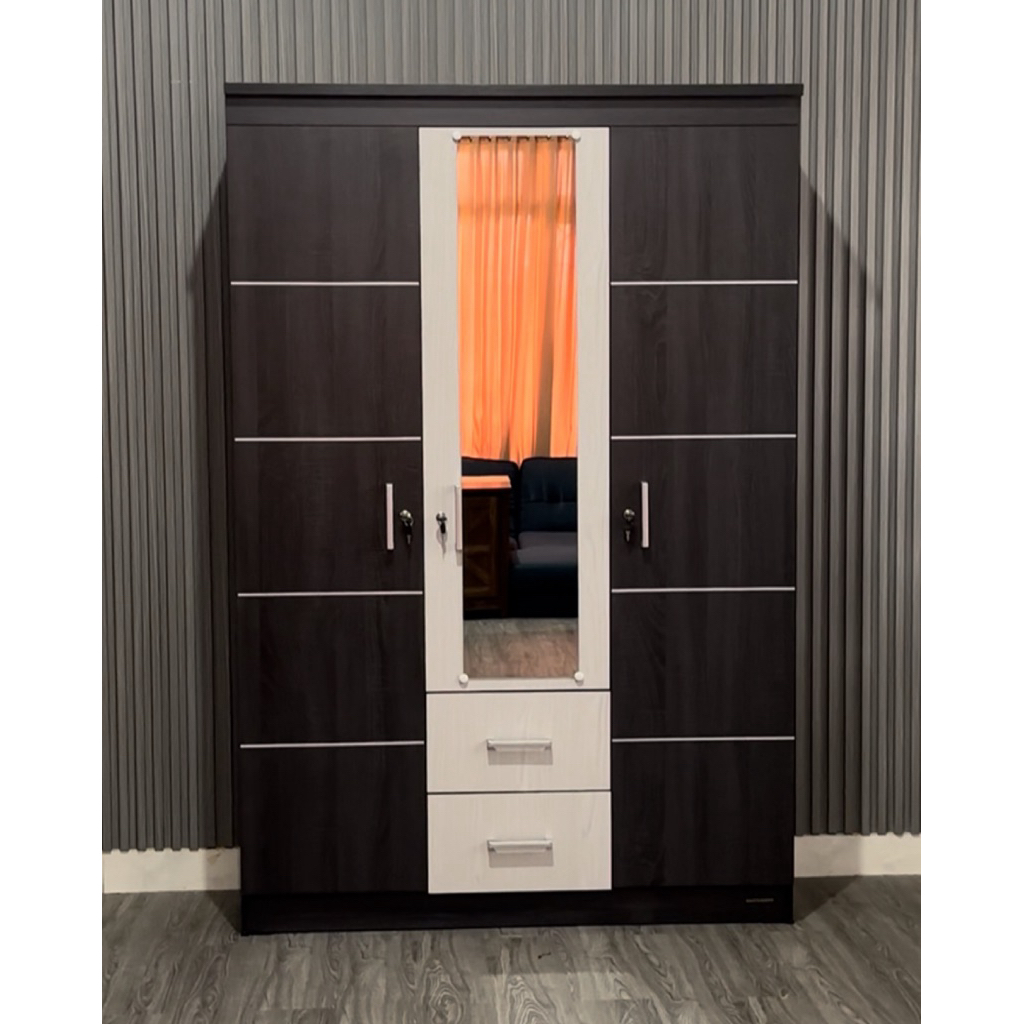 KHUSUS DENPASAR-BALI. Lemari Pakaian 3 Pintu Type KLB 2L Ready black sonoma