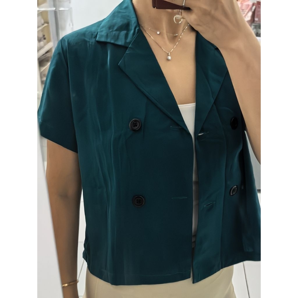 NEW atasan kemeja warna biru tosca