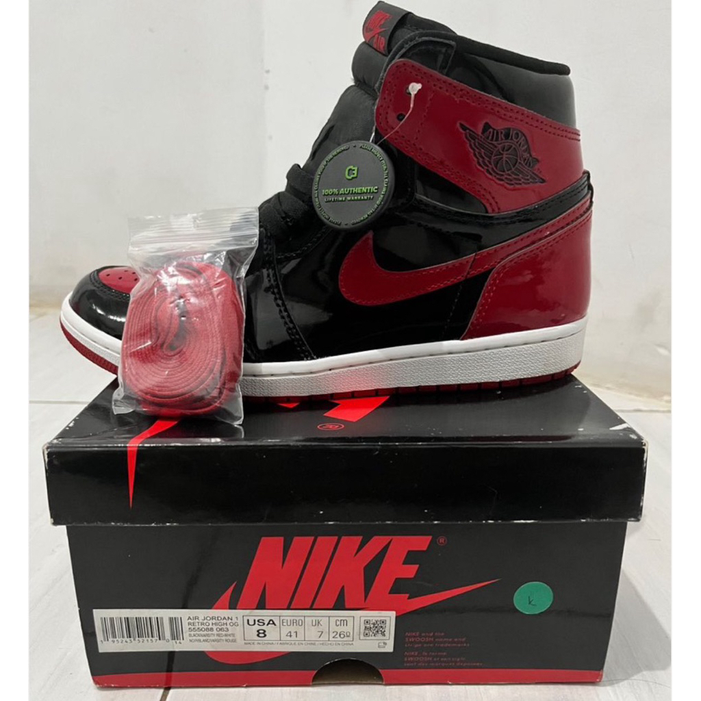 Nike Air Jordan 1 Retro High OG "Patent Bred" 100% Legit by Depatu - Size 41