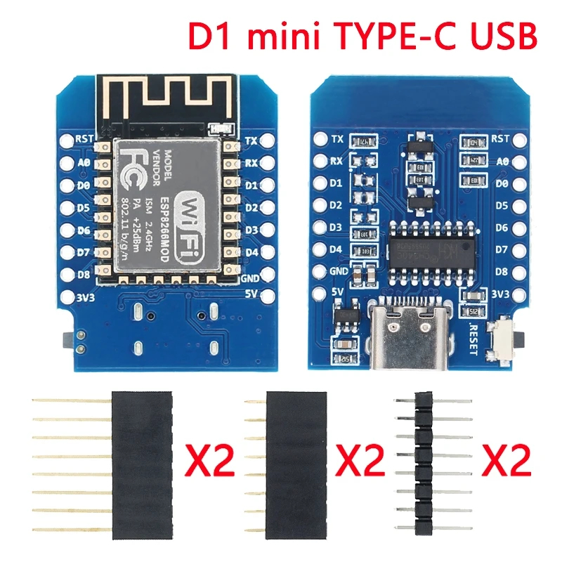 D1 mini - WEMOS D1 Mini NodeMcu Lua WIFI IoT Board Based ESP8266 Micro USB TYpe C