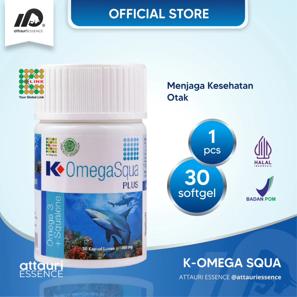 K-OMEGA SQUA PLUS Squalene & Lecithin 30 SOFTGEL ORGINAL K-LINK - Omega Squa Asli K Link Official