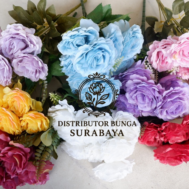 DB - MAWAR EROPA CABANG 9 KEPALA BUNGA PALSU MAWAR ROSE ARTIFICIAL FLOWER DEKORASI MEJA TABLE DECORA