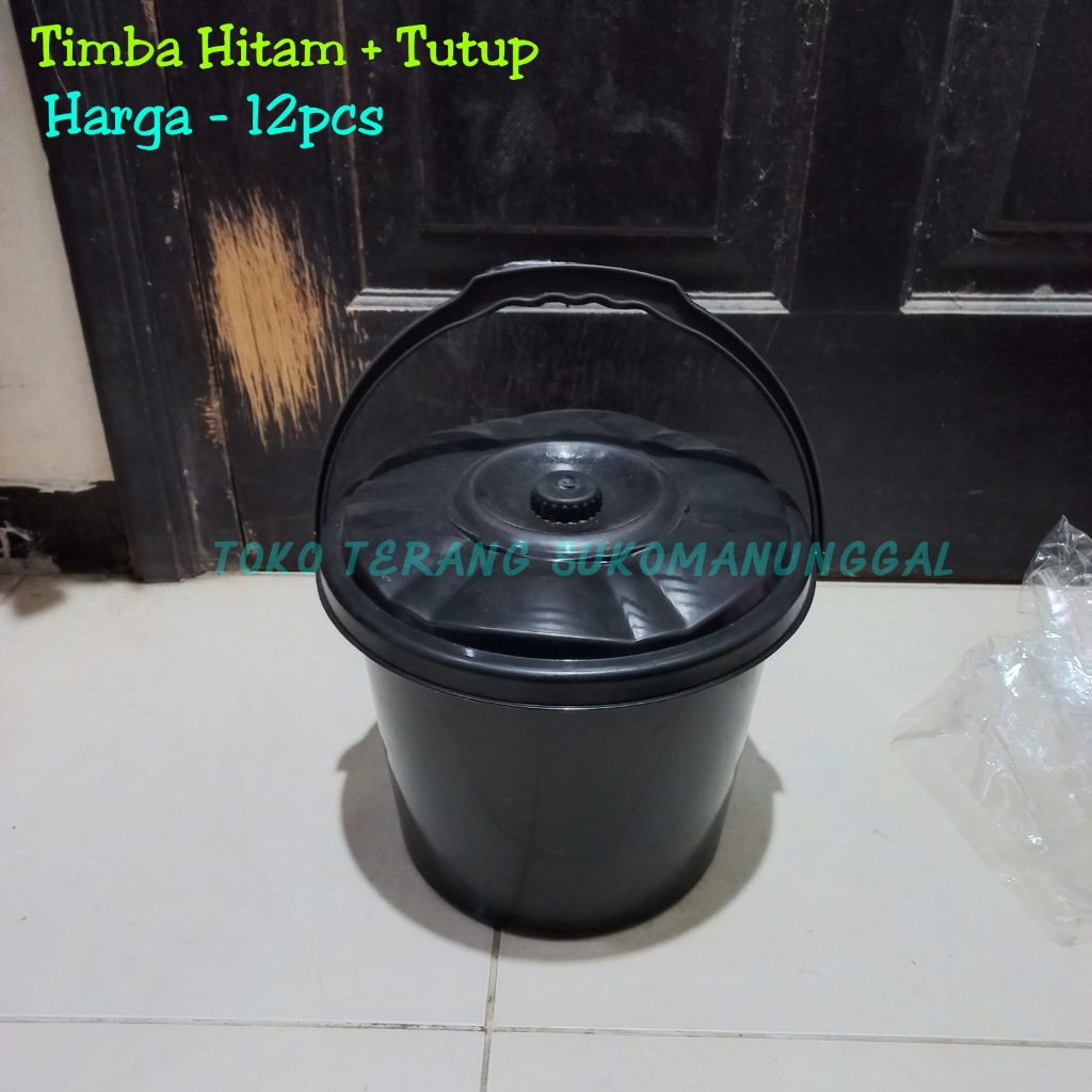 12PCS Timba hitam + tutup timbo hajatan berkatan syukuran ember gagang plastik serbaguna