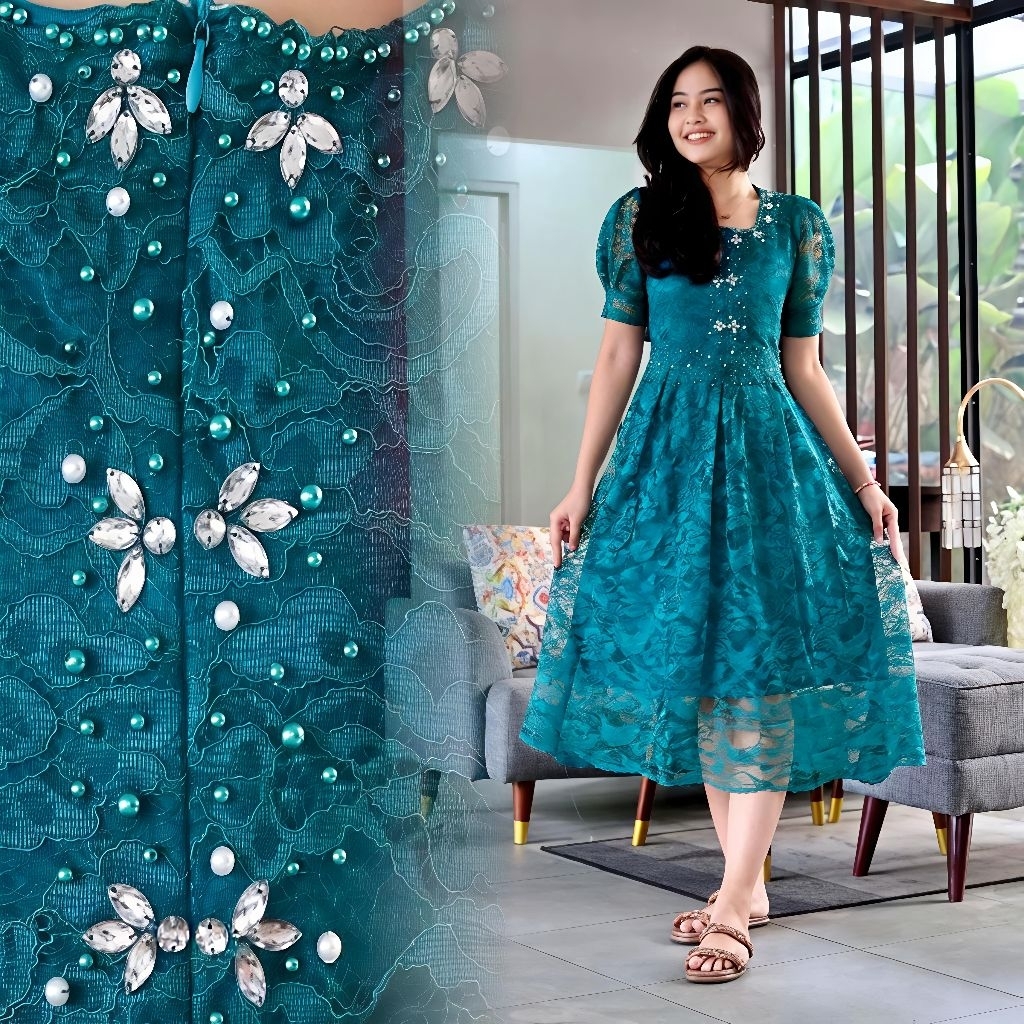 Dres natal midi Gisela payet mewah / dres natal jumbo XXXL / dres cantik