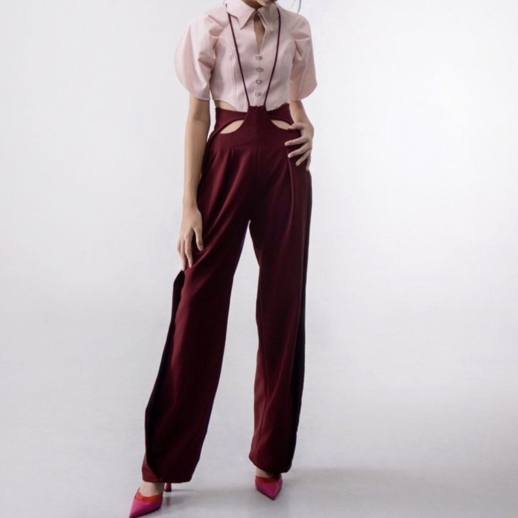 Preloved Branded Natalia Kiantoro - Ava Pants Oxblood size S Celana Wanita Fashion Modis
