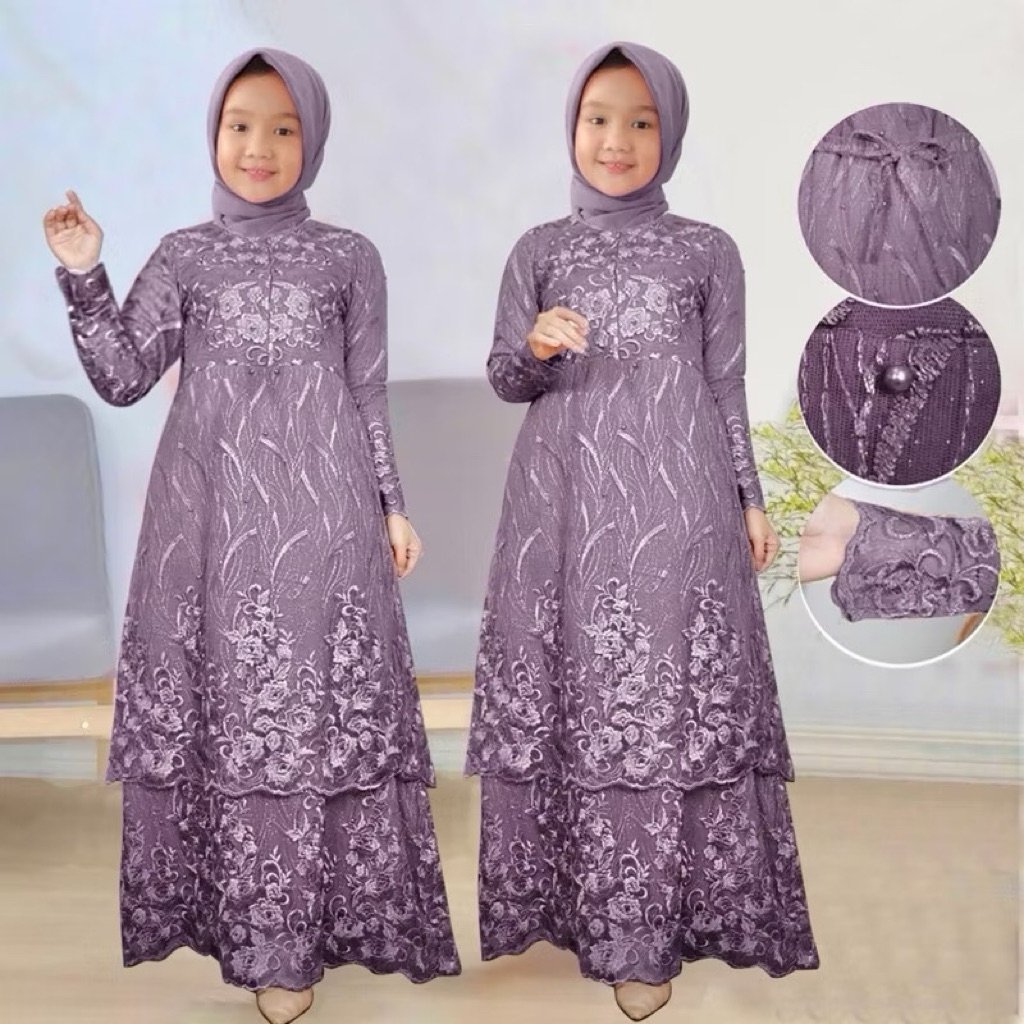Berlianfashion1-gamis  brokat Malaysia/gamis brokat anak/gamis brokat 2 tingkat/gamis brokat susun
