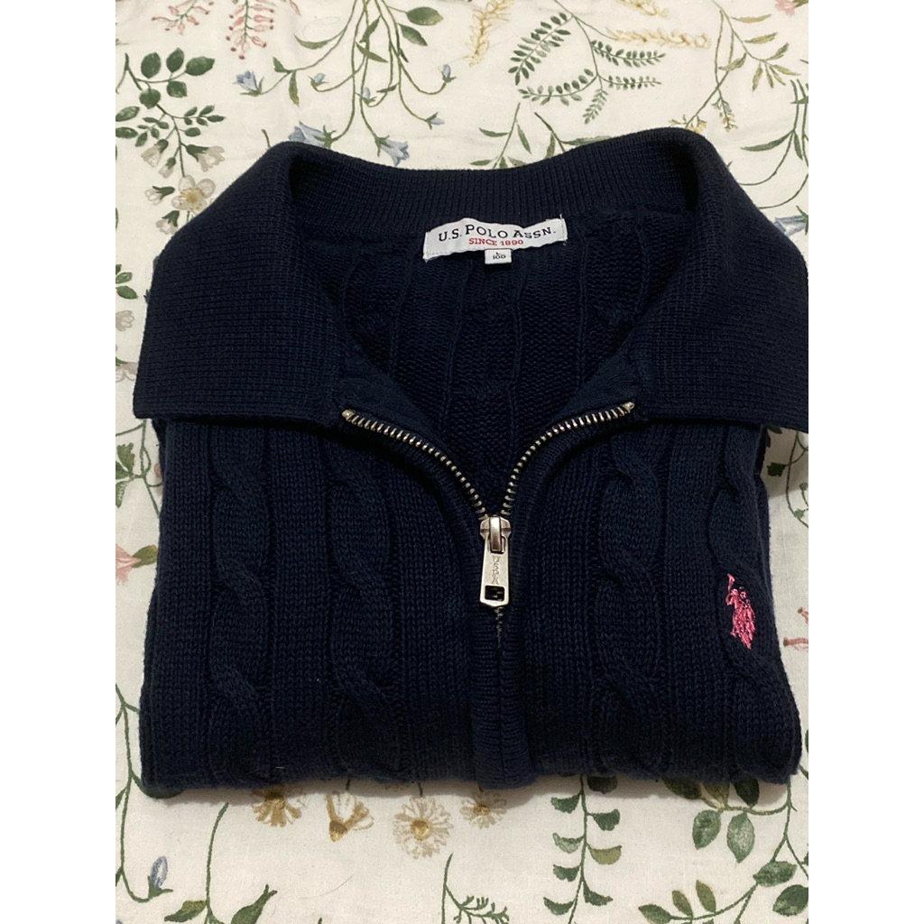 us polo assn double zipper knit sweater