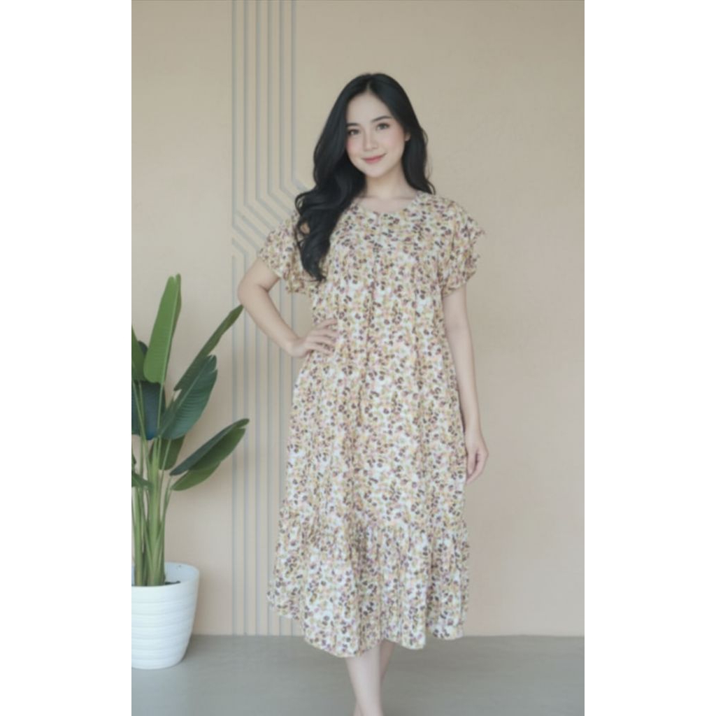 Baju Dress Wanita Motif Bunga – Midi Dress Nyaman untuk Sehari-hari