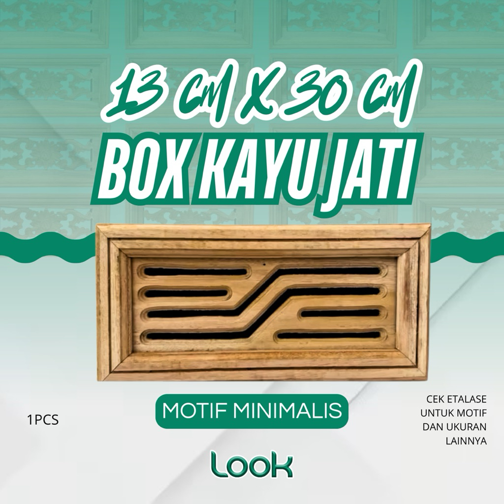 [ 13 X 30 ] Loster Box Kayu Jati | Ventilasi Udara Kawat Nyamuk MOTIF MINIMALIS
