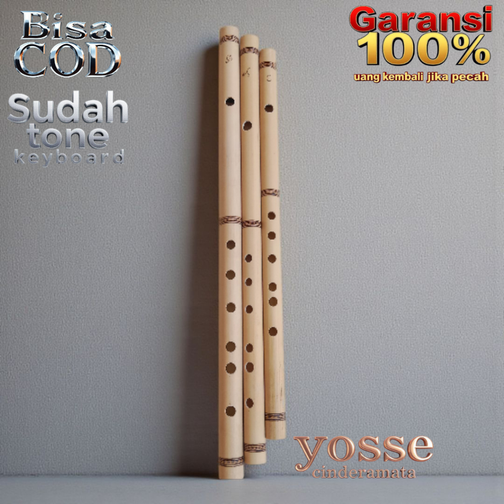 Suling Bambu Suling Dangdut 1 Set Isi 3 Nada A C G Aqurat Sudah tuning Keyboard Bergaransi