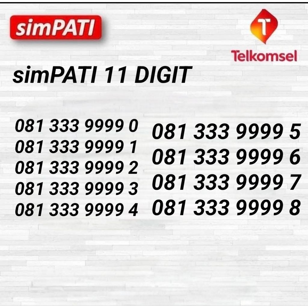 NOMOR CANTIK TELKOMSEL 11 angka NOMOR CANTIK SIMPATI - KARTU PERDANA TELKOMSEL - KARTU PERDANA SIMPA
