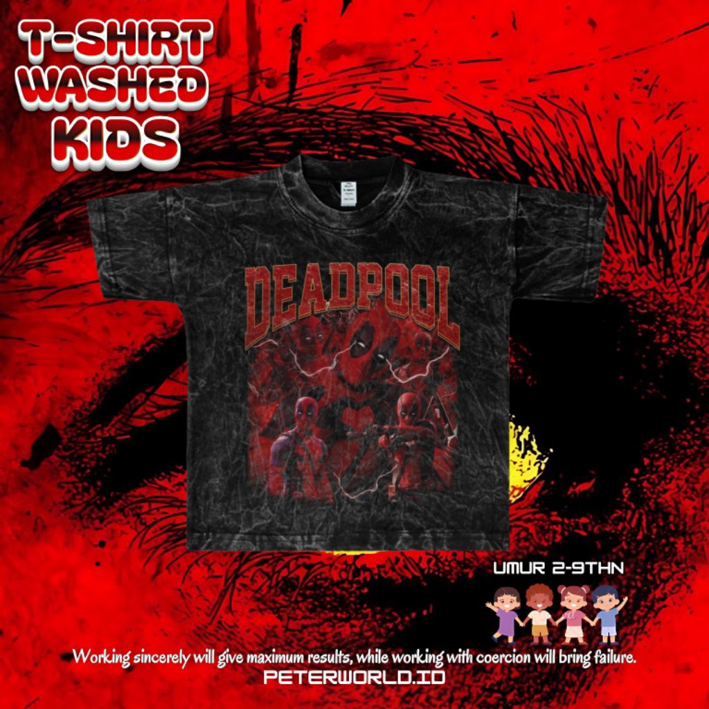Kaos Deadpool Anak Washing Oversize Vintage Tee | Kaos Oversized | Kaos Anak Washing | Oversized T s