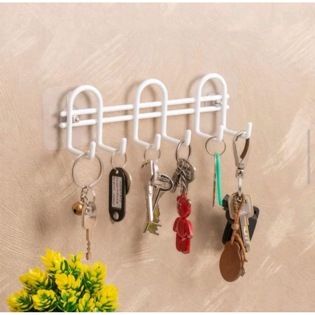 Tempat Gantungan Kunci 6 Pengait Rak Gantungan Kunci Besi Dinding Penyimpanan