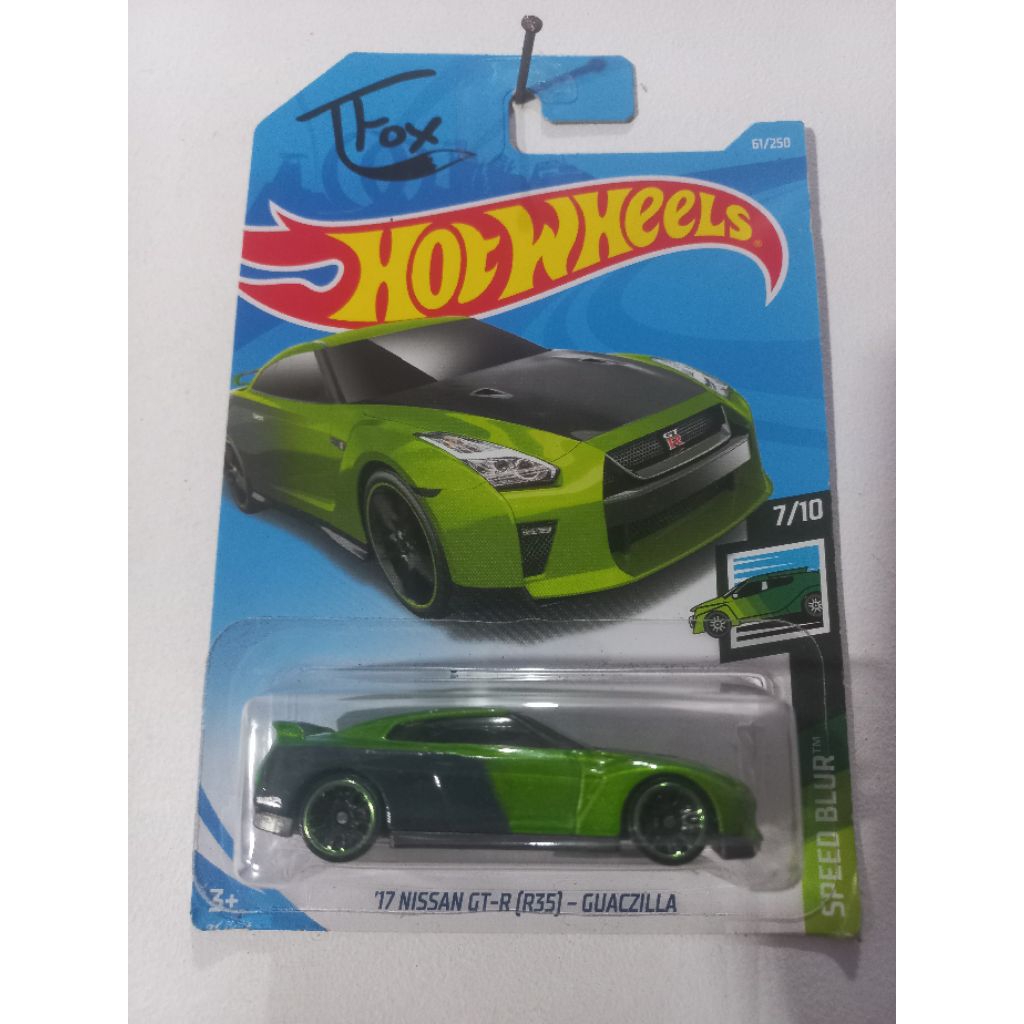 hotwheels 17' nissan gt-r r35 guaczilla hijau hitam