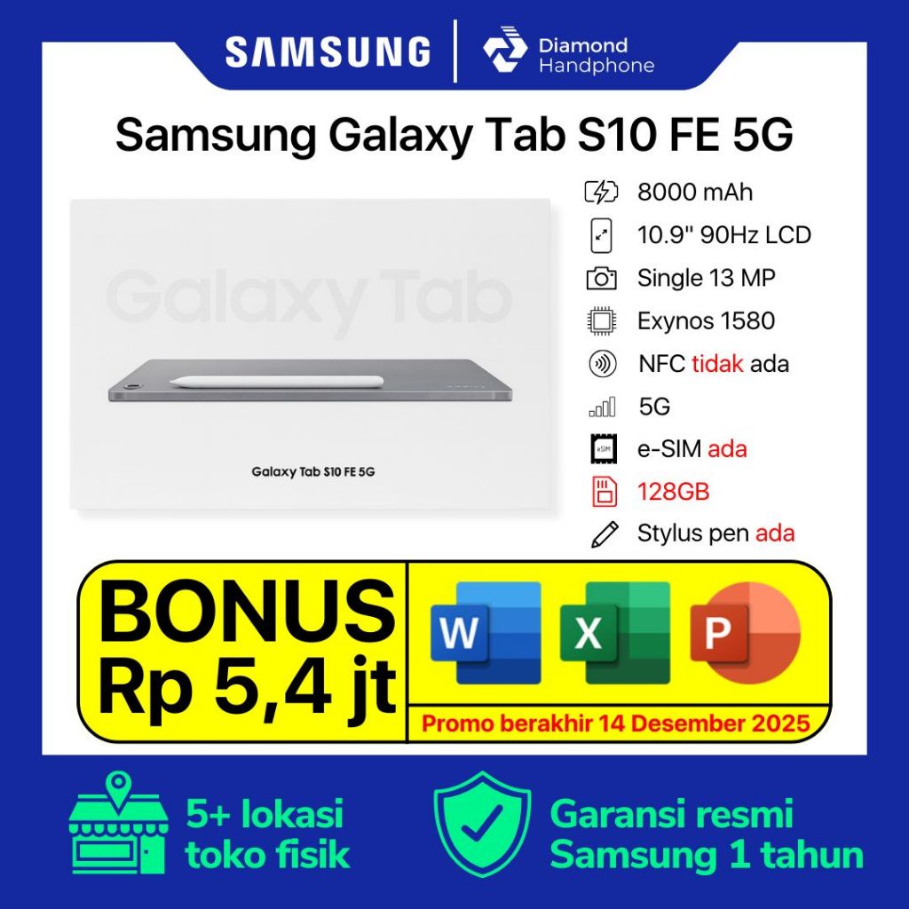 Samsung Galaxy Tab S10 FE 5G 8/128 8/128GB 8GB 128GB Garansi Resmi