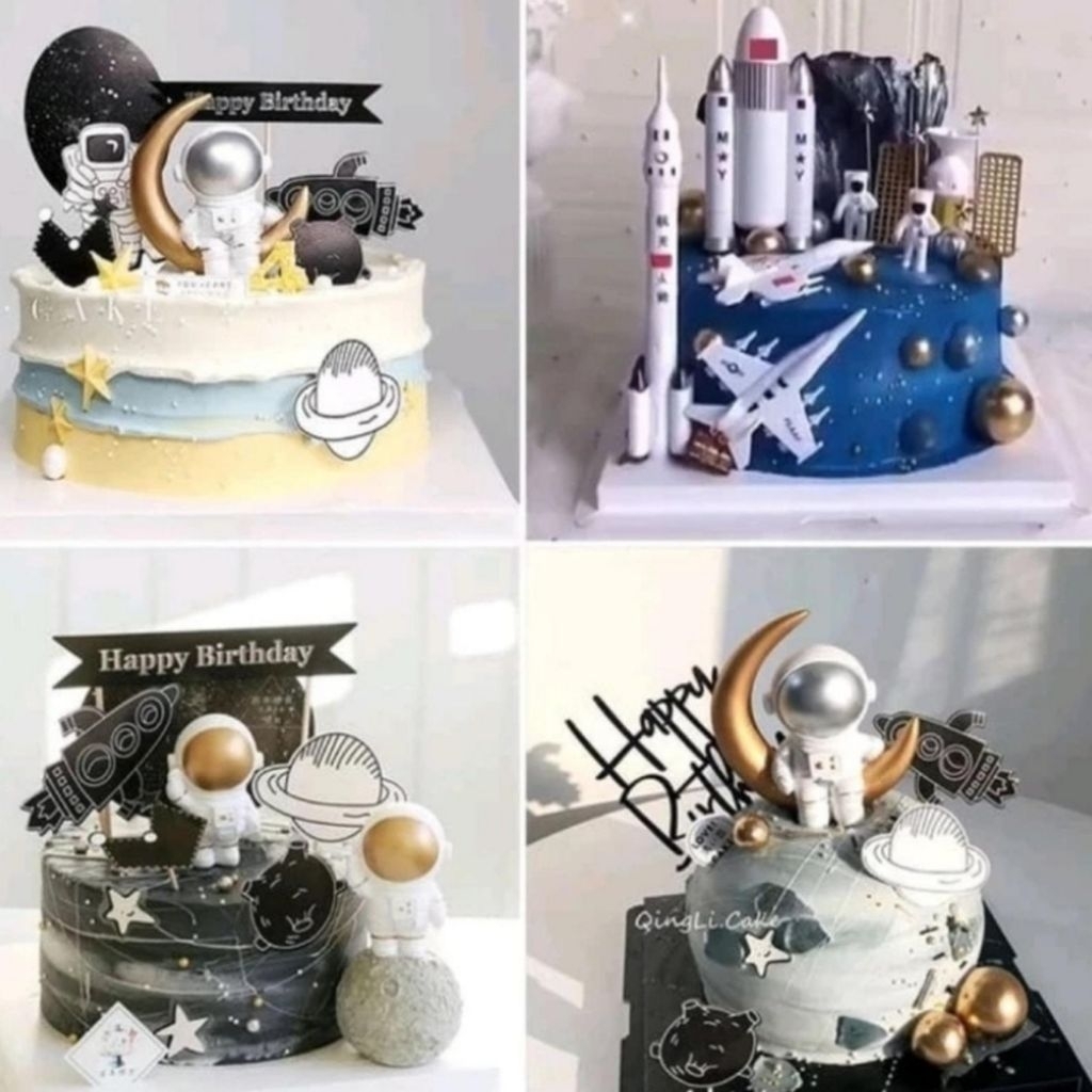 topper cake astronot astronaut galaksi dekorasi tumpeng pudding