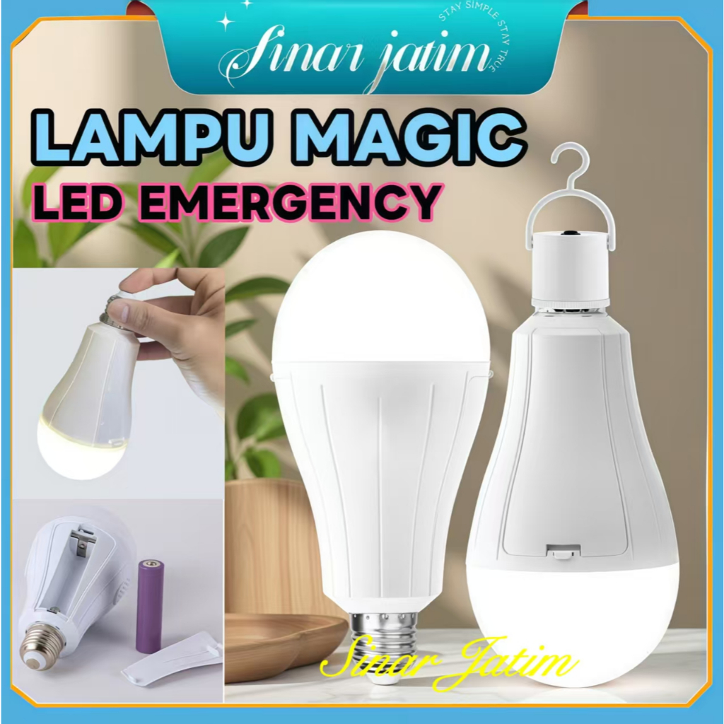 Emergency Led 20W 2 Baterai /Lampu Magic /Bohlam Emergency/Lampu Padam/Terang/Bonus Fitting