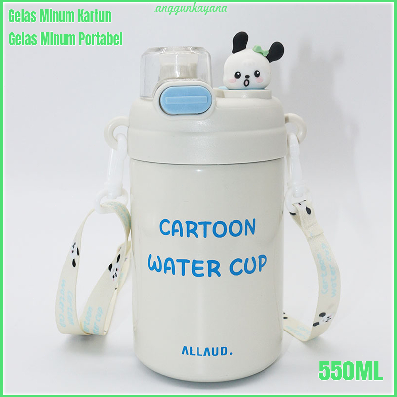 Gelas Sedotan Portabel Kartun Berkualitas Tinggi Tampilan Menarik, Gelas Stainless Steel Vacum denga