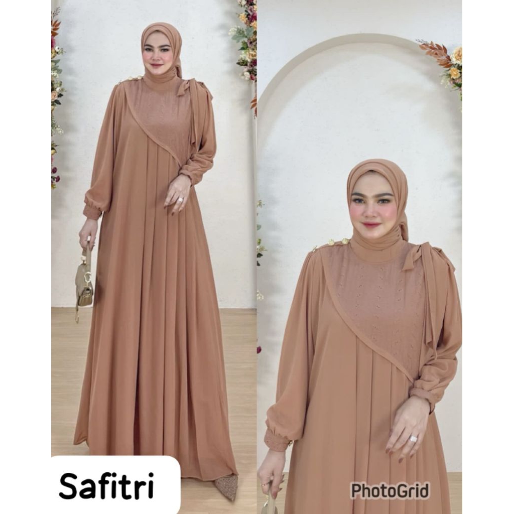 SAFITRI SET SCARF BAHAN CERUTI BABY DOLL LD 110 PB 142 TANGAN KARET DAN BUSUI FRIENDLY