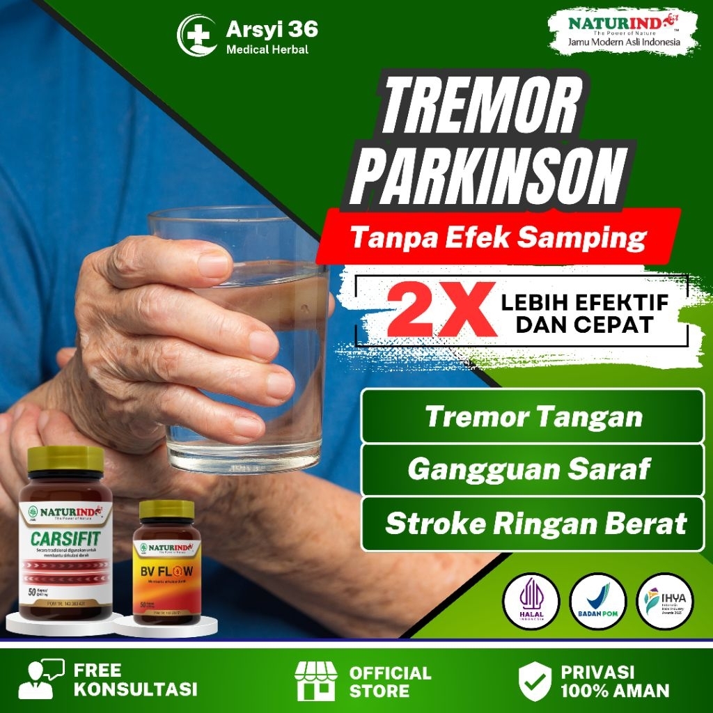 Obat Tremor Parkinson Tangan Gemetar Stroke Ringan Berat Herbal Carsifit Naturindo