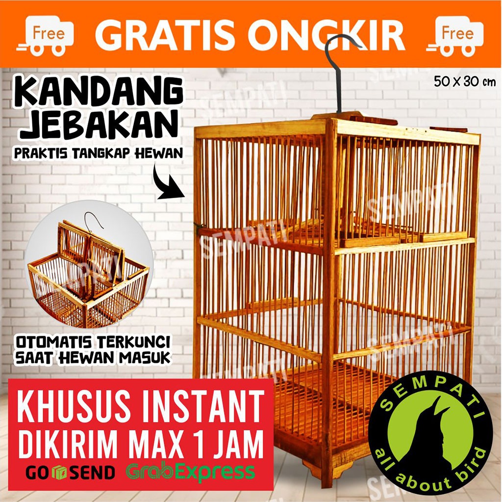 SEMPATI Sangkar Jebak Dua Pintu Atas Kandang Jebakan Burung Tupai Hewan Kecil Bahan Kayu Bambu Halus
