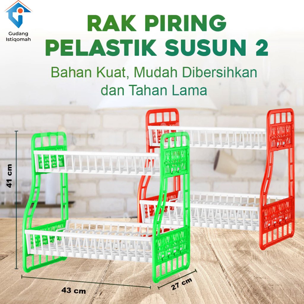 Rak Piring Plastik Susun 2 / Rak Susun 2 / Serbaguna Untuk Perlengkapan Makan