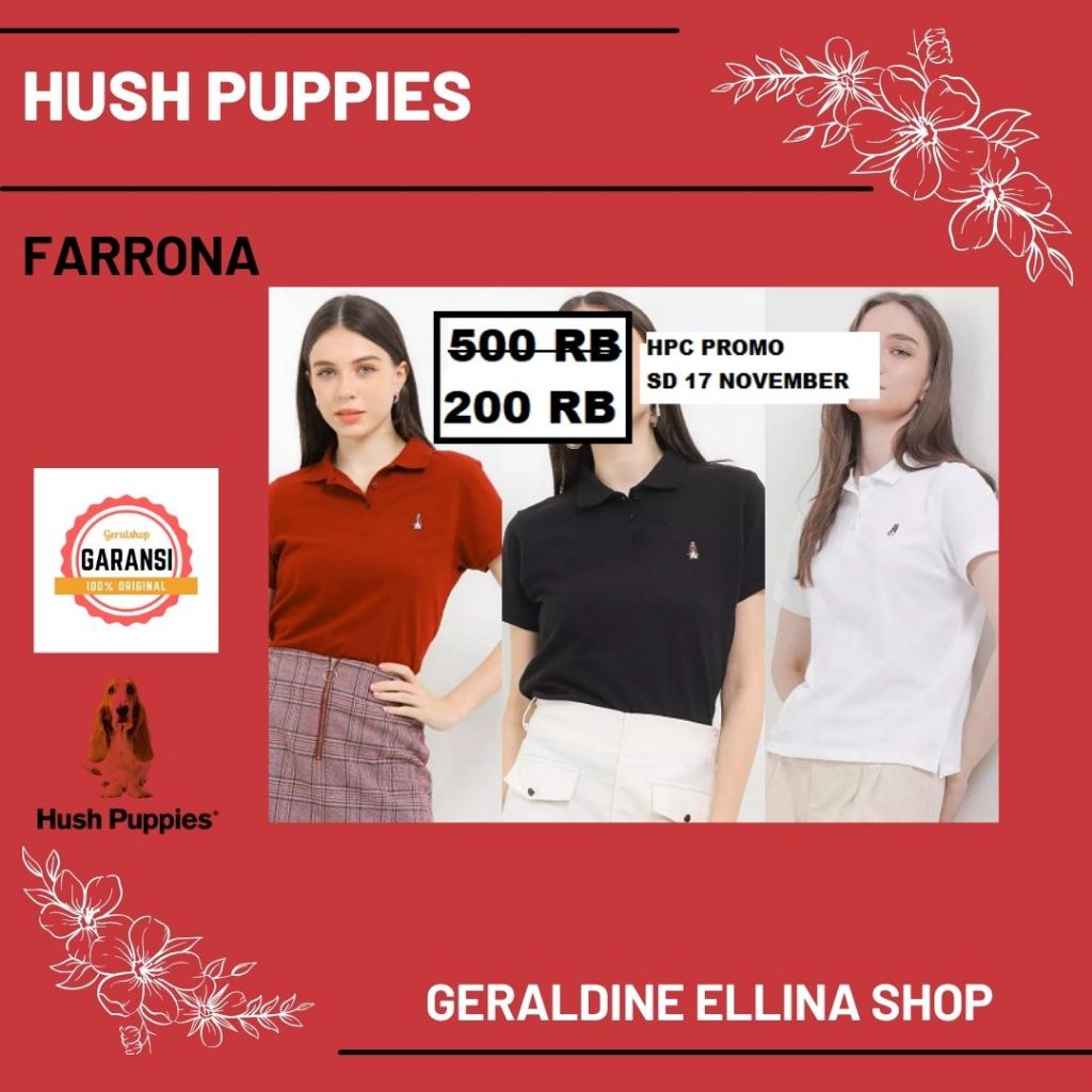 Kaos kerah hush puppies wanita sale original 100% seri FARRONA