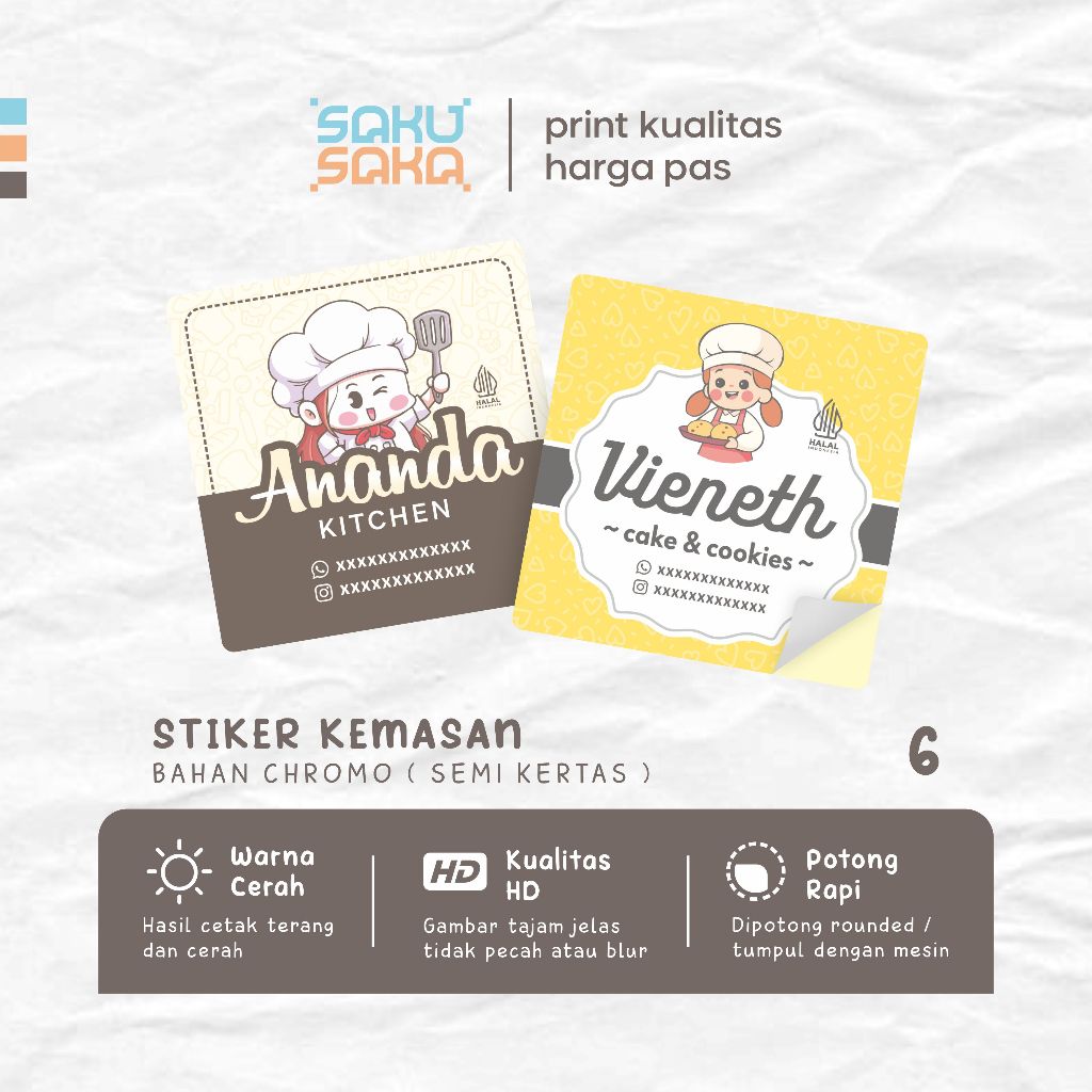Stiker Label Makanan Stiker Label Logo Sticker Olshop Stiker Makanan Stiker Logo Custom ( LABEL 6 SA