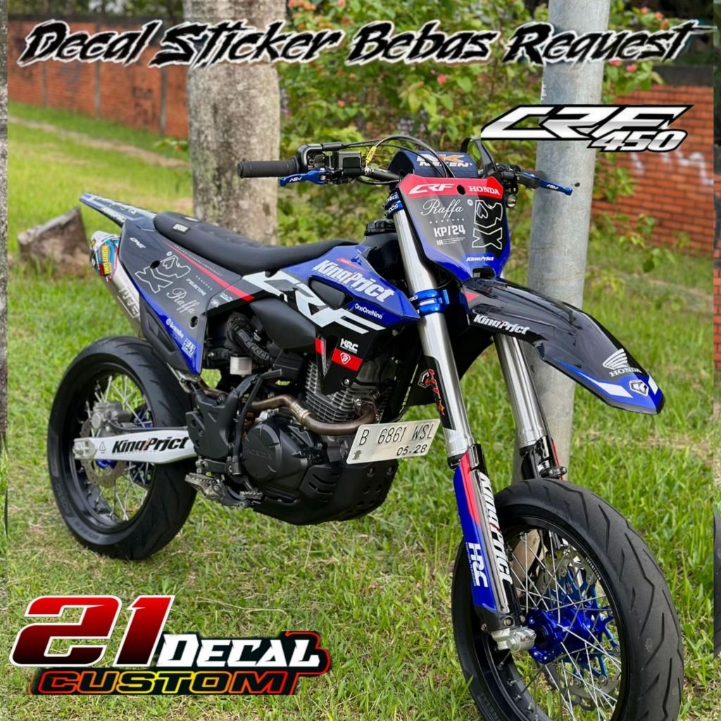 DECAL CRF 450 FULLBODY HITAM MOTIF BIRU KEREN TERBARU 2025