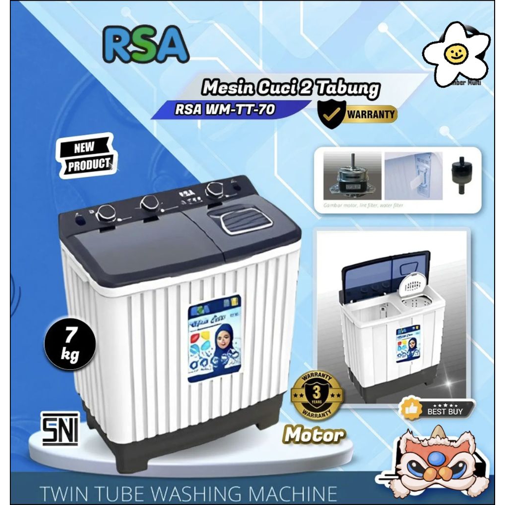 MESIN CUCI RSA 2 TABUNG KAPASITAS 7KG, 8KG DAN 10KG/ PROMO