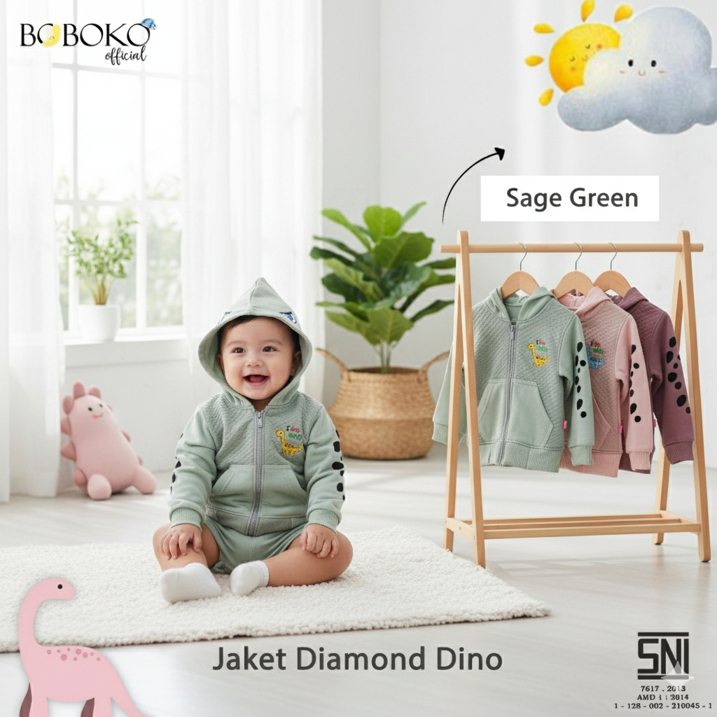 Jaket Anak Bayi Karakter Dino Brontosaurus / Dinosaurus Boboko