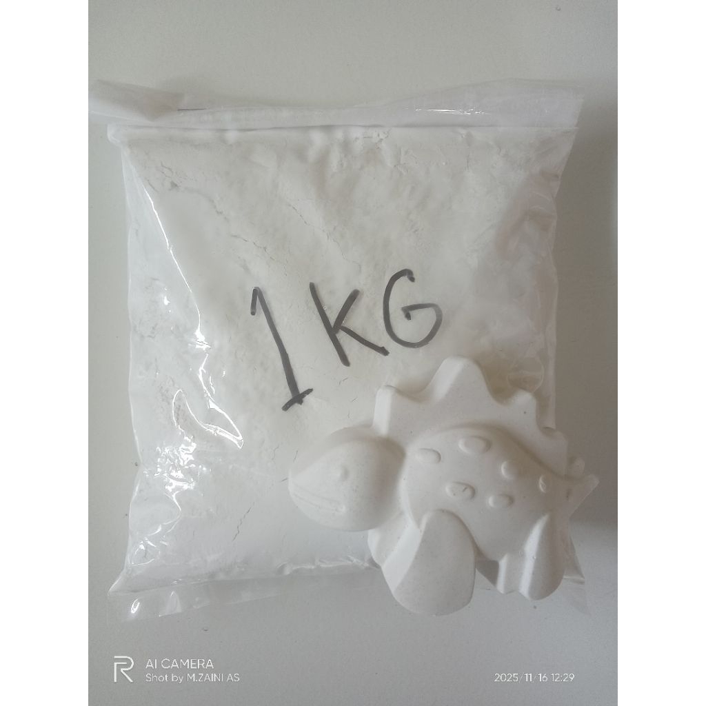 Serbuk Gypsum,Bubuk Gypsum,Gypsum Premium,1KG,Semen Putih,Tepung Gypsum,kerajinan,Boneka,Patung,Hias