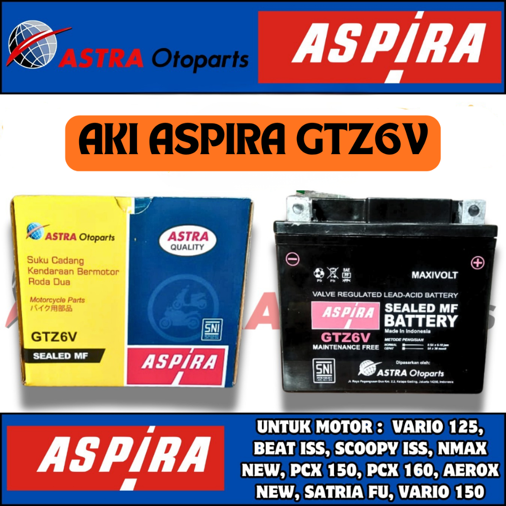 AKI MOTOR SATRIA FU , GSX150R ASPIRA GTZ6V ORIGINAL