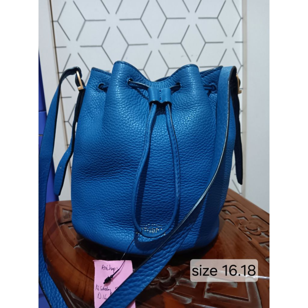 Tas sling bucket KS* kulit biru seken preloved