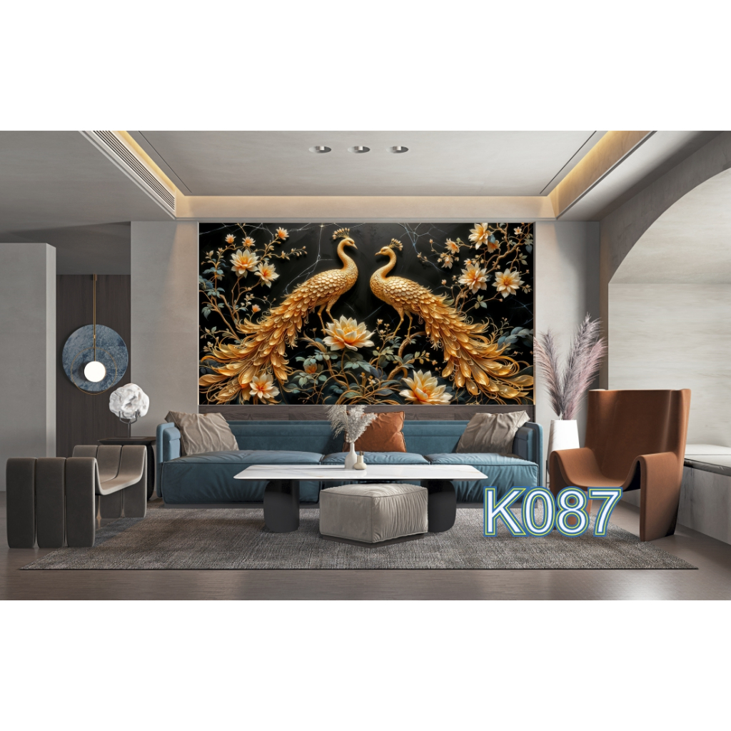 Wallpaper Stiker Burung Merak Ukir - Stiker Burung Merak Relief - Dekorasi Dinding Stiker Merak