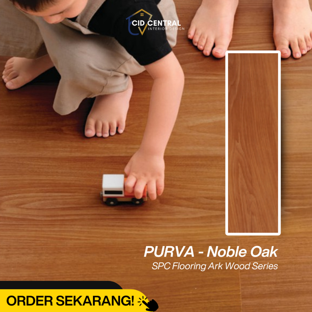 Lantai SPC Purva Motif Kayu Tebal 5mm + 1mm HDPE / SPC Flooring Ark Wood 6mm / PURVA - Noble Oak / L