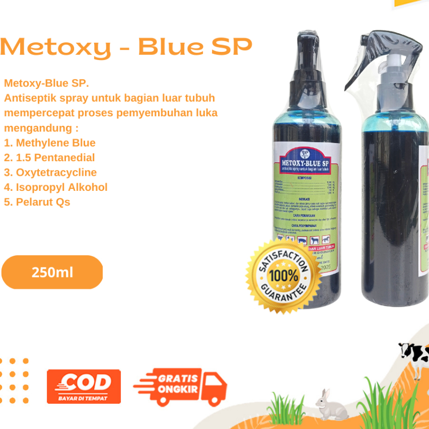 PREMIX - METOXY BLUE - Obat Luka Hewan Spray - Obat Luka Kulit LSD Sapi