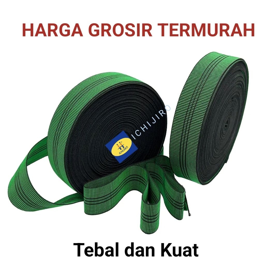 (ISI 25 Meter) Webbing Webing Jepang Sofa Elastis Hijau Super